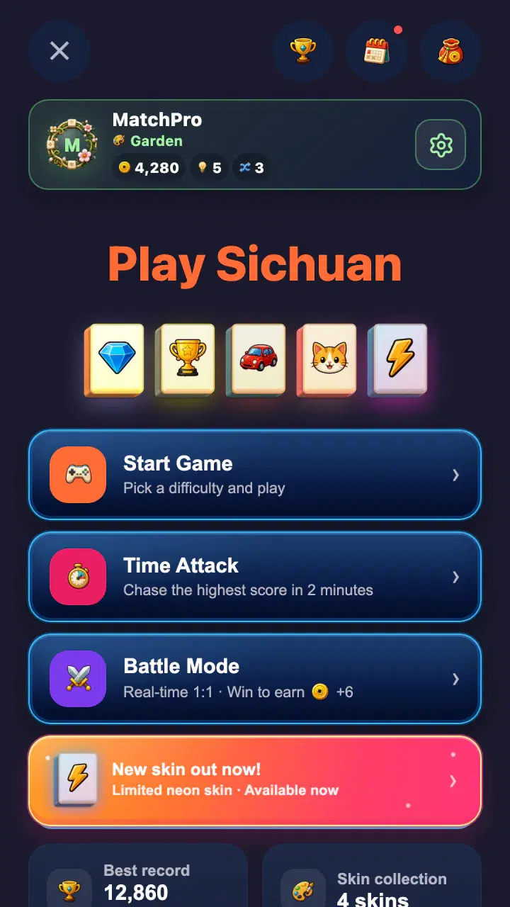 Main Screen — Three Game Modes